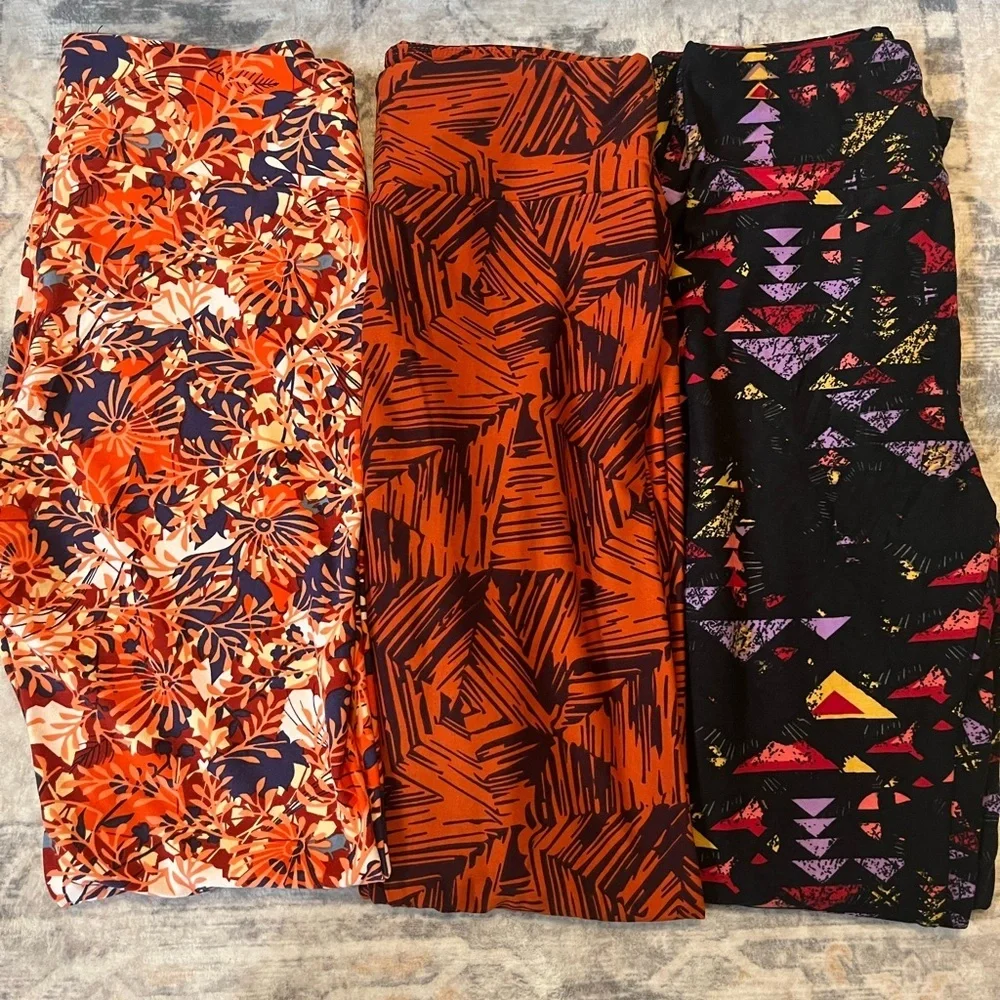 LuLaRoe One Size Colorful Patterned Leggings Set of 5 - Picture 2 of 3